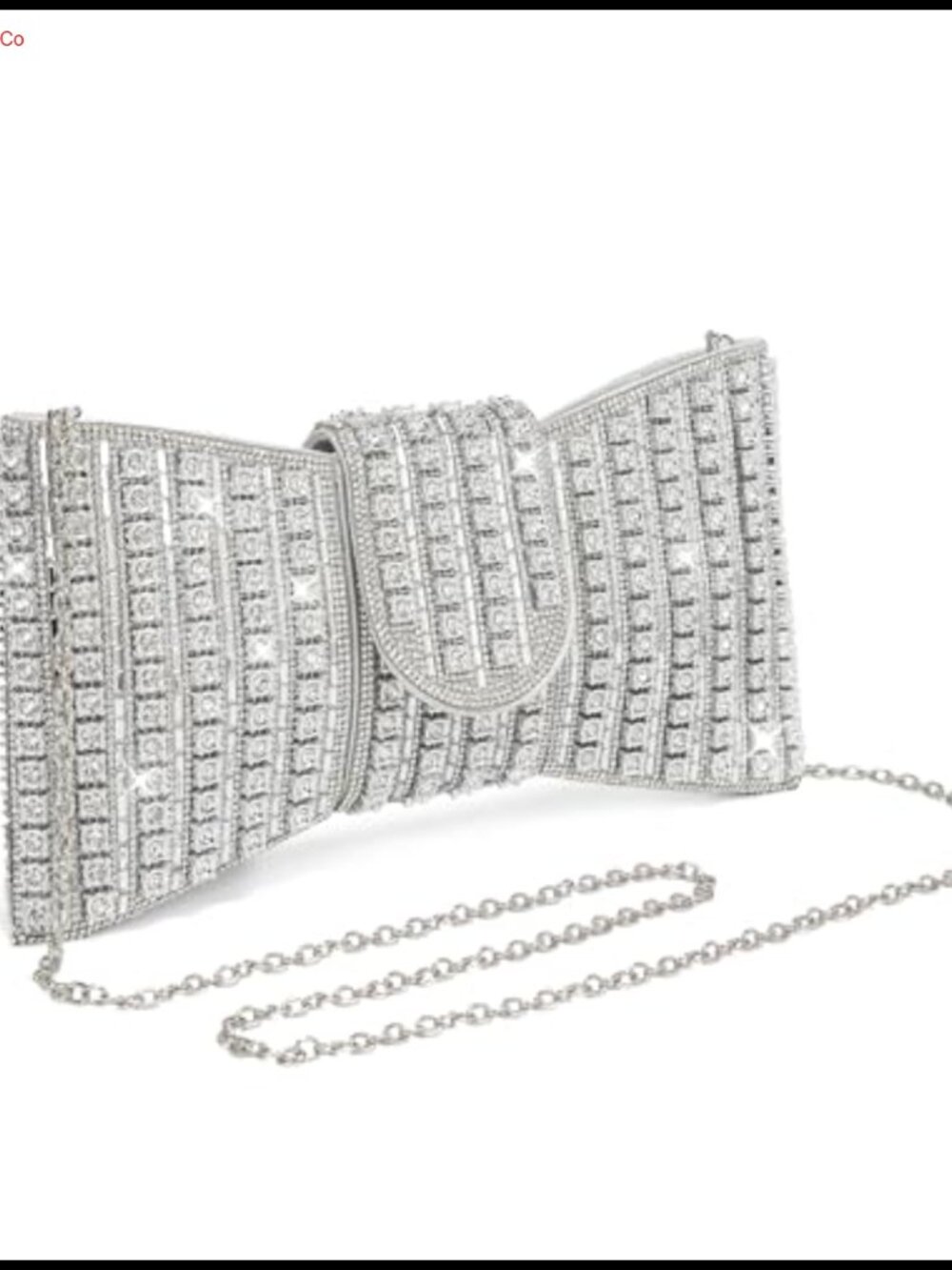 Rhinestone Clutch Vegan Leather Evening Bag Detachable Chain